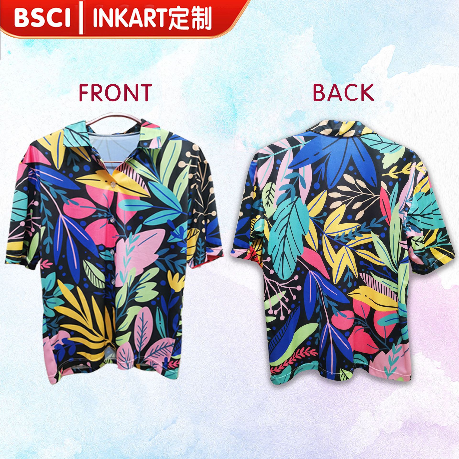 定制夏威夷花衬衫旅游冲浪男女潮宽松大码运动速干冰丝清凉沙滩衣