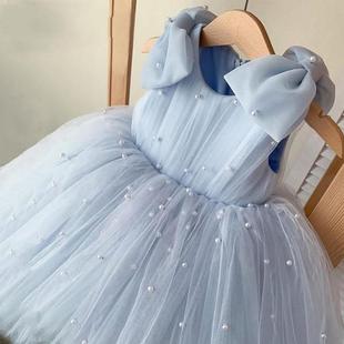 Girls' One-Year-Old Dress 2025 New Violin Piano Host Performance Clothing Kidsren's Birthday Party Princess Dress