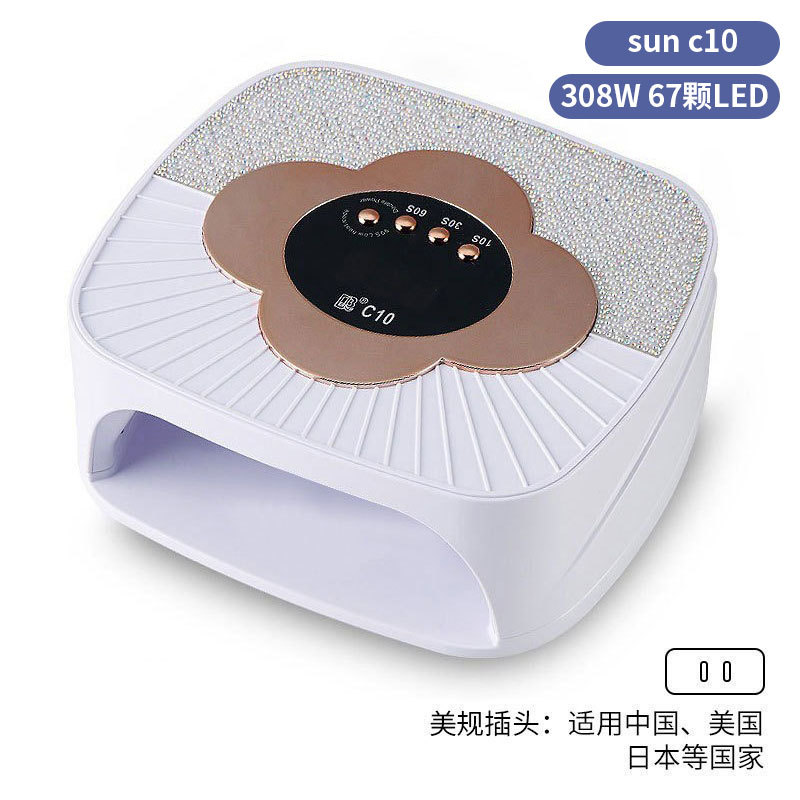 Lámpara de manicura inteligente de alta gama de luz de terapia de diamante 256W de alta potencia de pegamento de vinilo lámpara de horneado de dos manos secador de uñas transfronterizas