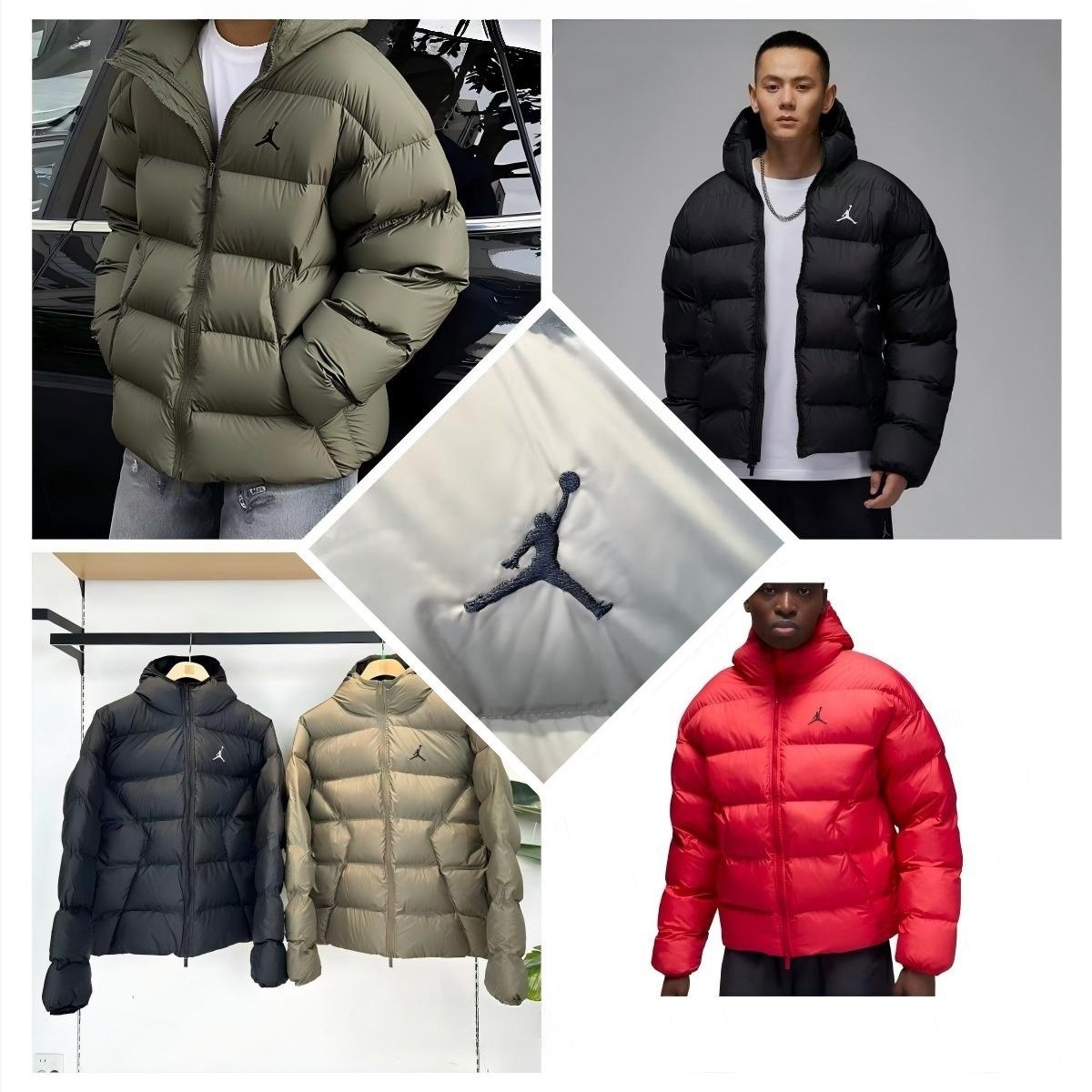 Cross-border A/J men's hooded thick cotton jacket, warm winter puffer coat with embroidered logo, trendy foreign trade model