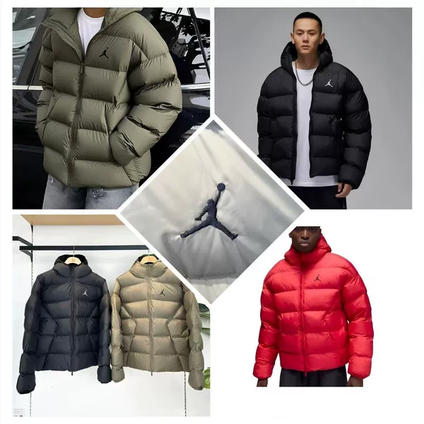 Cross-border A/J men's hooded thick cotton jacket, warm winter puffer coat with embroidered logo, trendy foreign trade model