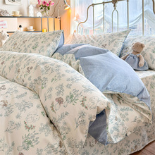 ins可爱纯棉床上用品四件套全棉儿童被套床单床笠三件套4女孩春秋