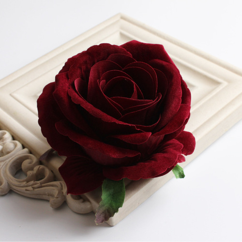 Simulation craft velvet rose gift box flower head flower silk flower corsage flower arrangement large flower headdress wedding decoration wholesale