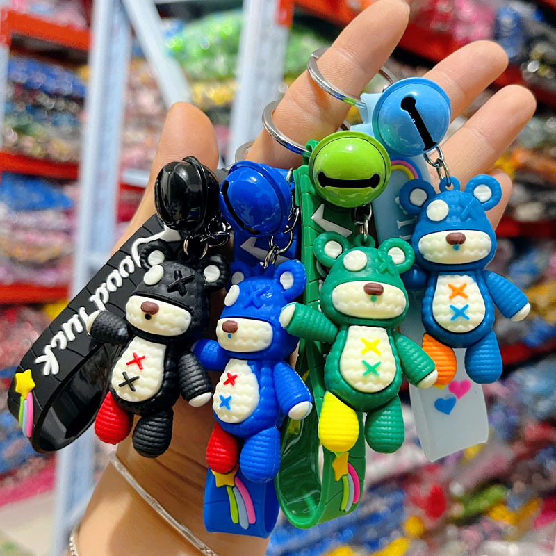 창조적 인 만화 폭력 곰 열쇠 고리 커플 자동차 열쇠 고리 가방 펜던트 푸시 작은 선물 열쇠 고리
