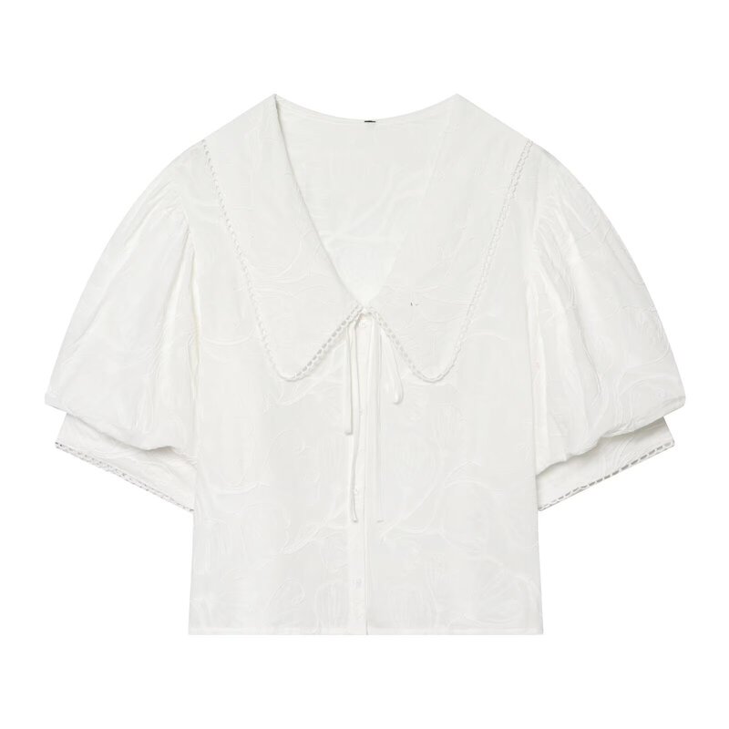 Myst&Za Summer New Cross-Border Women's Fashion Youthful and Stylish Puff Sleeve Small Round Collar Shirt 8372030