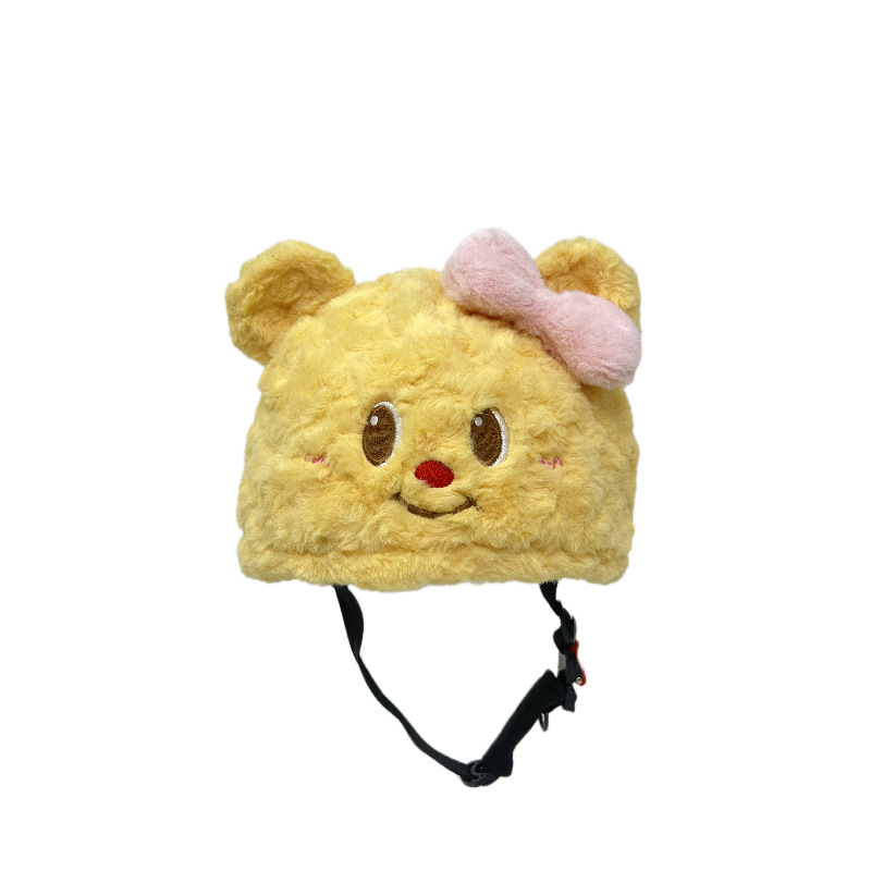 Casco de esquí de peluche muñecas bordadas tridimensionales lindas para niños niñas casco decoración de dibujos animados nueva decoración