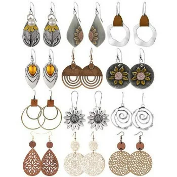 European and American cross-border best-selling sunflower earrings, exquisite metal women's jewelry, high-end bohemian style, wholesale from manufacturer