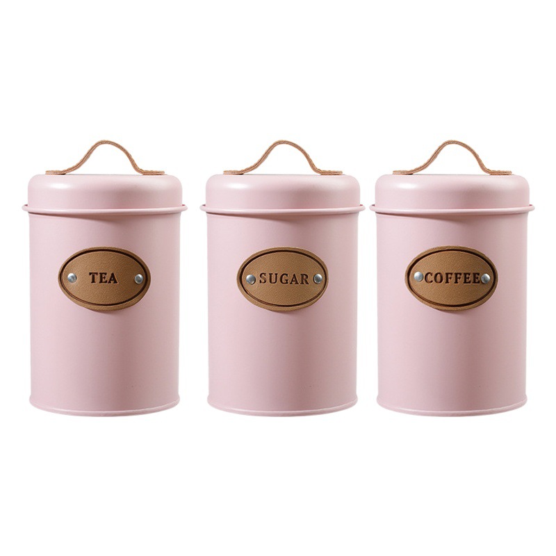 Nuevo Amazon caliente-Venta de almacenamiento de hierro galvanizado tarro a prueba de polvo café azúcar té tarro decorativo decoración de almacenamiento tarro