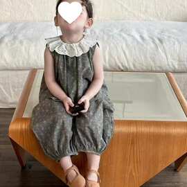 韩国童装女童套装2026夏季新款儿童女洋气花边碎花背心宝宝两件套