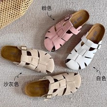 羊皮版~实穿主义2025夏季镂空休闲博肯包头凉拖鞋女猪笼拖鞋外穿
