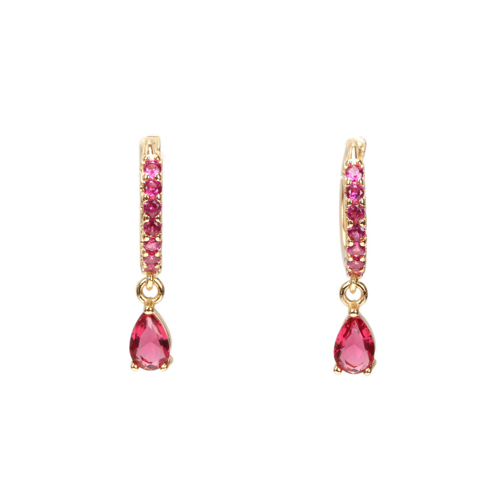 Earrings Classification Fashion Water Droplets Inlaid Zircon Copper Artificial Gemstones Copper Earrings