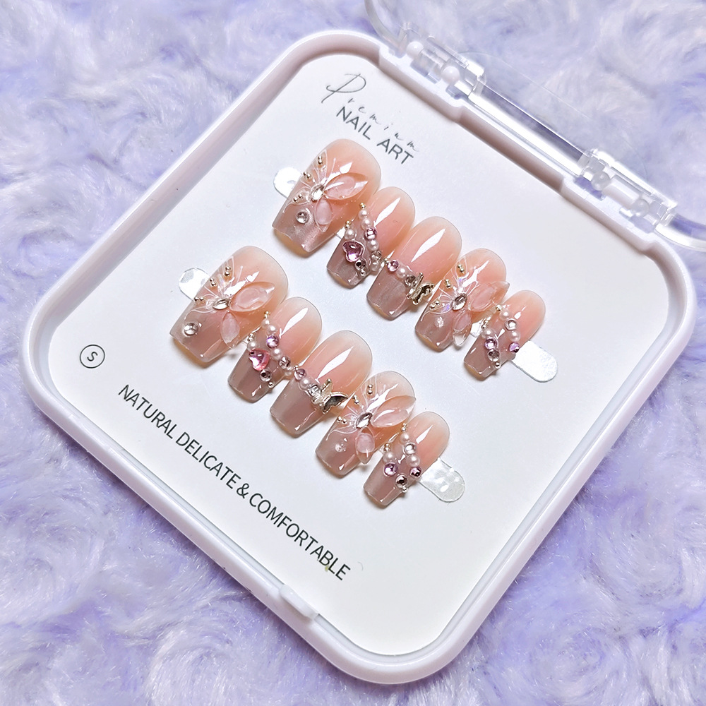Polvo mariposa taladro de ojo de gato manicure dulce de hadas manuales 10 piezas de parche de uñas de código dividido