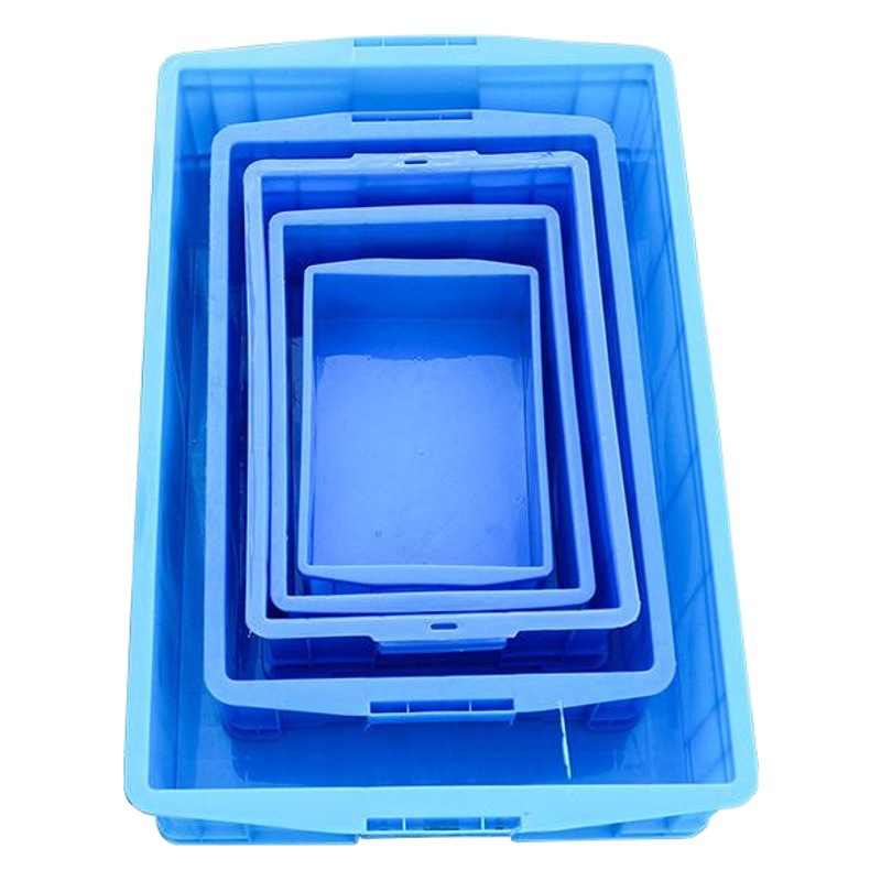 Caja de plástico reforzada con tapa, caja de plástico rectangular extra grande para logística, transporte y uso industrial.