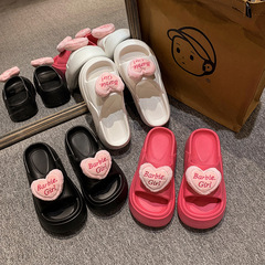 網紅居家情侶款拖鞋女 愛心一字拖 時尚韓版EVA踩屎感沙灘涼拖男