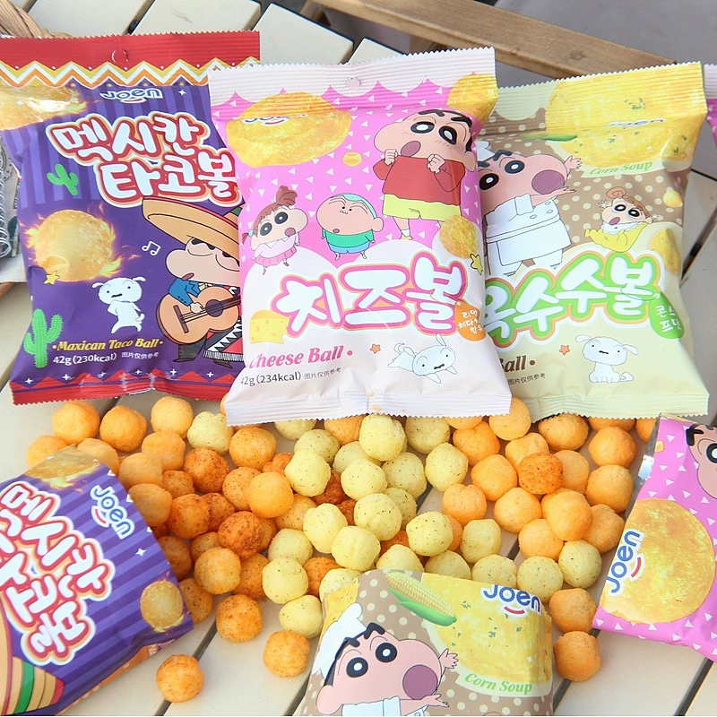 Южная Корея импортировала JOEN Crayon Shinsiba кукурузные шарики в мексиканском аромате воздушные шарики для отдыха закуски 42 г