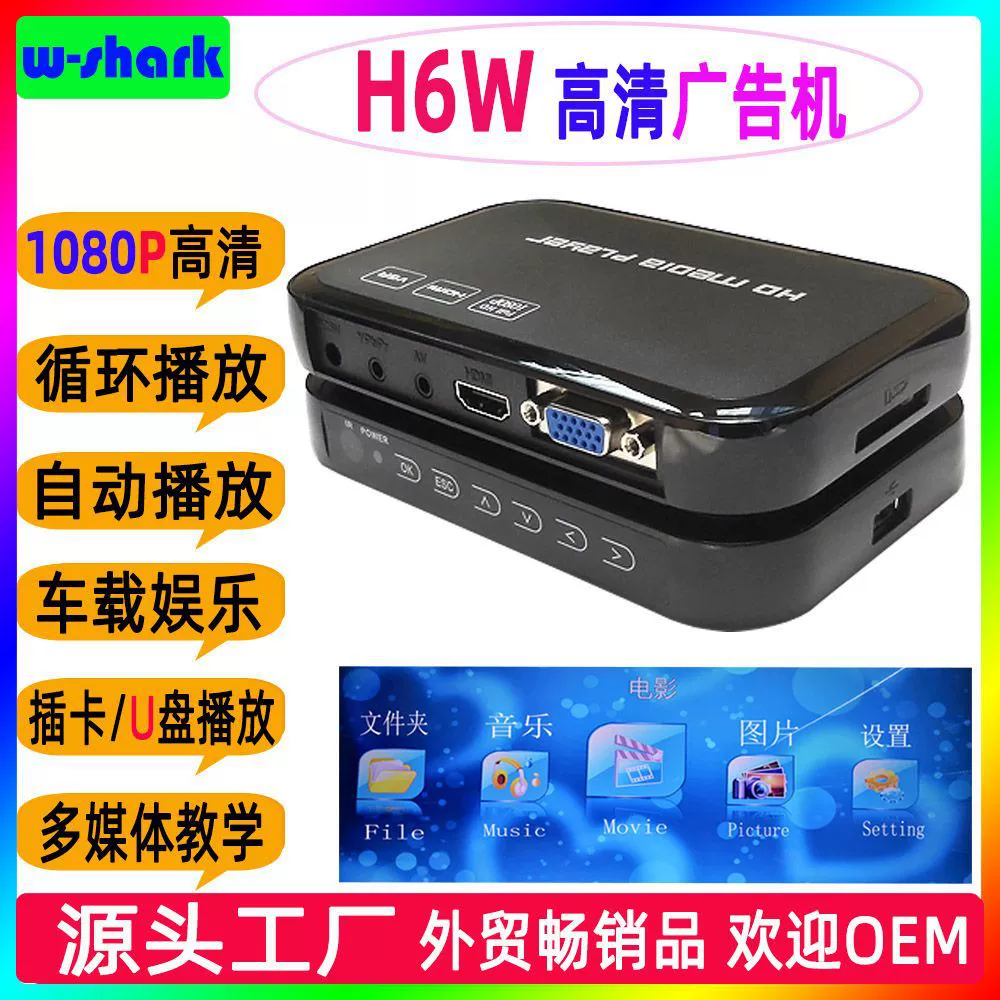 Рекламная машина автоматически воспроизводит мультимедиа, видео, USB, HD 1080p, видеопроигрыватель для авто, реклама на HDMI