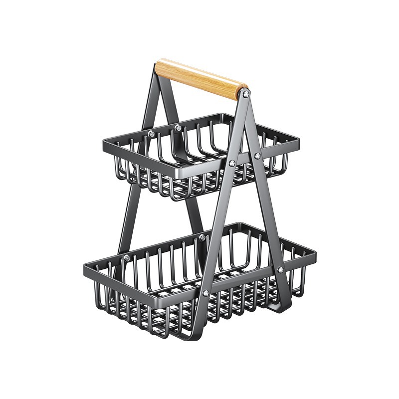 Cesta de almacenamiento de frutas y verduras de encimera de nuevo estilo Cesta de frutas portátil multicapa de cocina Cesta de almacenamiento de artículos diversos de tienda departamental multifuncional