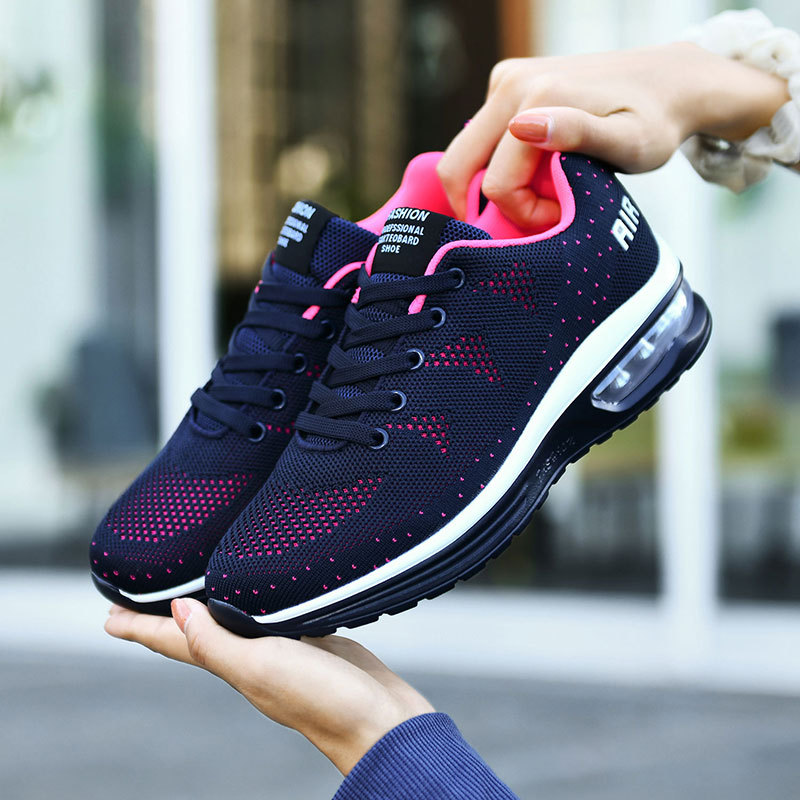 42 zapatos de tamaño grande 2021 primavera y otoño zapatos de mujer transfronterizos aire acolchado tejido volador zapatos deportivos de carreras casuales zapatos de viaje zapatos de malla skate image 4