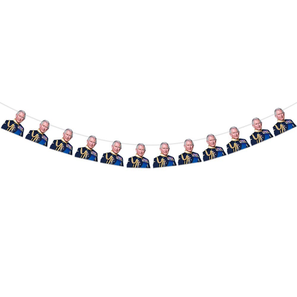 Fiesta de celebración británica transfronteriza bandera-tirando Tarjeta de Decoración de Pastel-insertando bandera-tirando de la bandera de la coronación del rey Carlos III