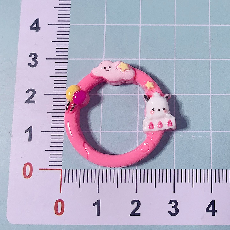 Nuevos dibujos animados Sanrio Pacha imitación anillo abierto DIY accesorios de resina adornamiento para el cabello crema caja de teléfono móvil llavero