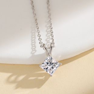 Sterling silver S925 Mosan diamond necklace diamond square diamond high sense rich woman expensive gas 1 karat cross-border hot wholesale