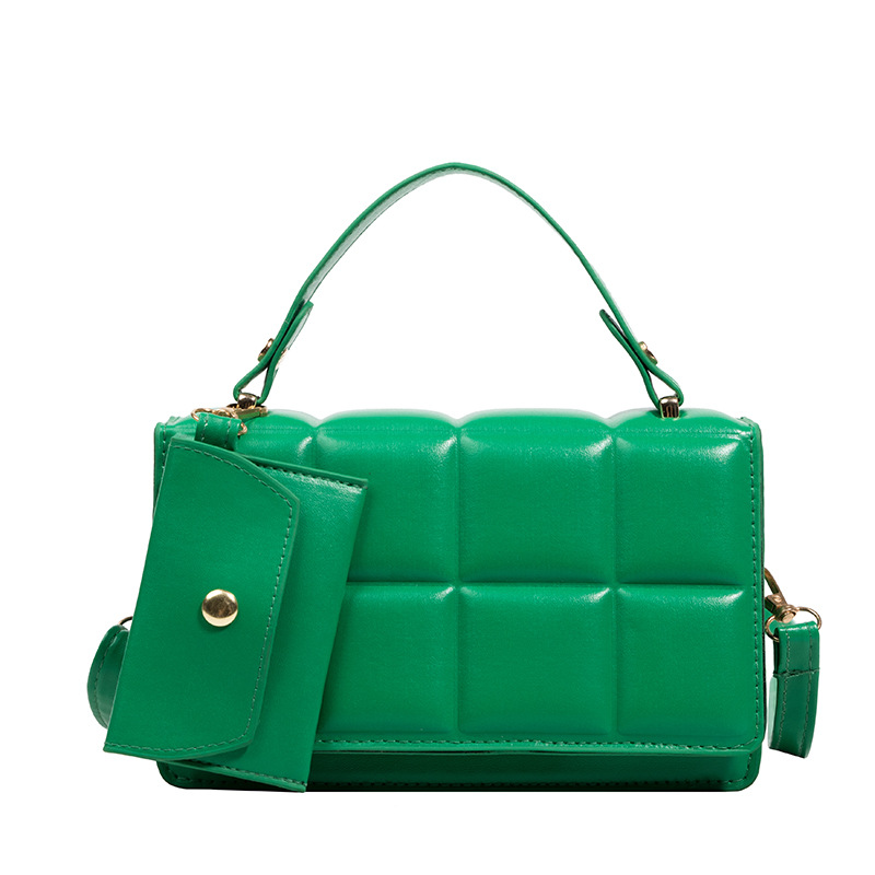 Bolso pequeño de indentación popular transfronterizo bolso a cuadros de estilo occidental de moda de las mujeres bolso de mensajero simple de color sólido bolso de la madre y el niño