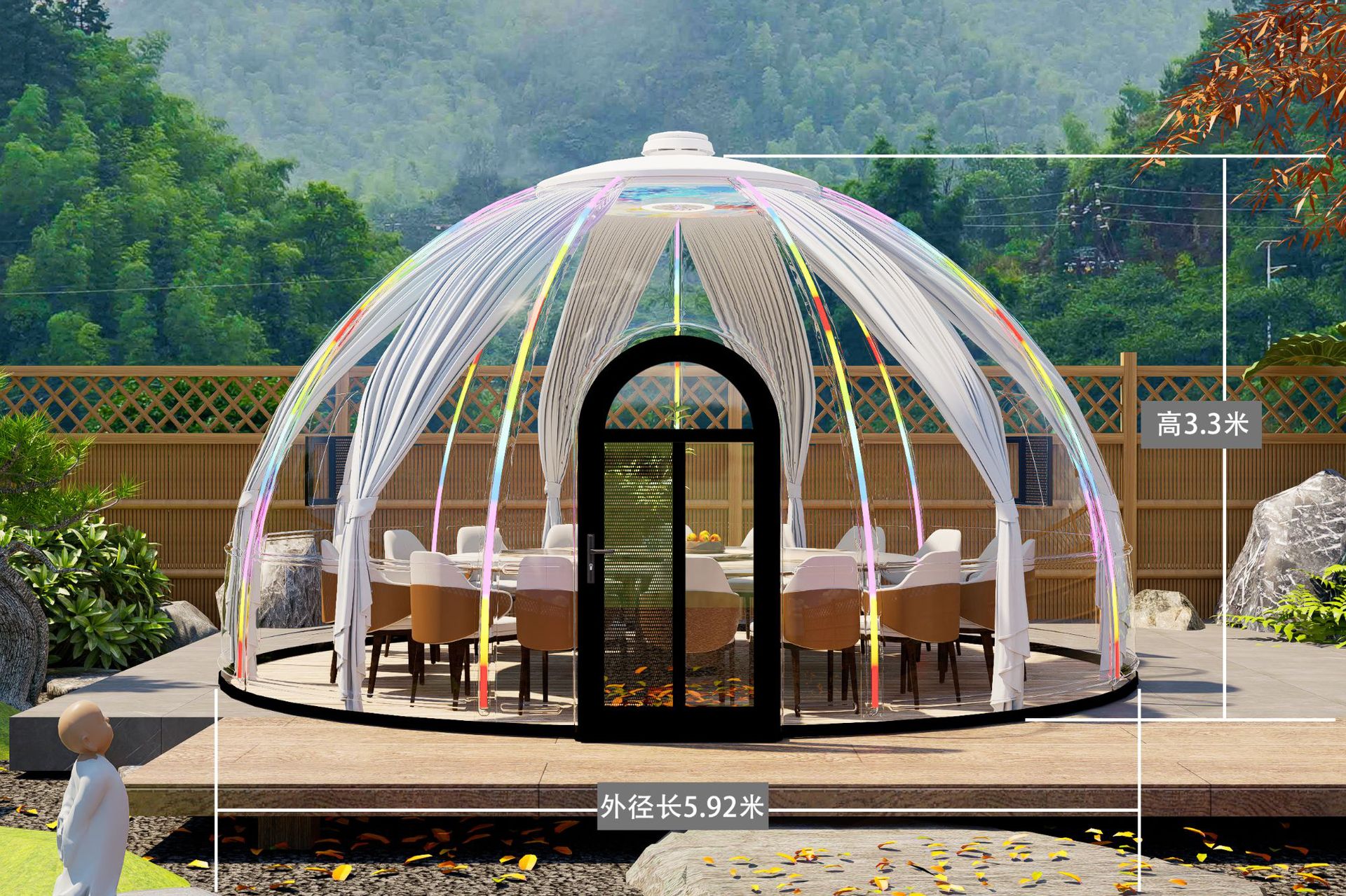2.8-6 Métro de diámetro transparente estrella tienda de campaña directa a prueba de viento aislamiento térmico cuadrado casa solar red burbuja casa