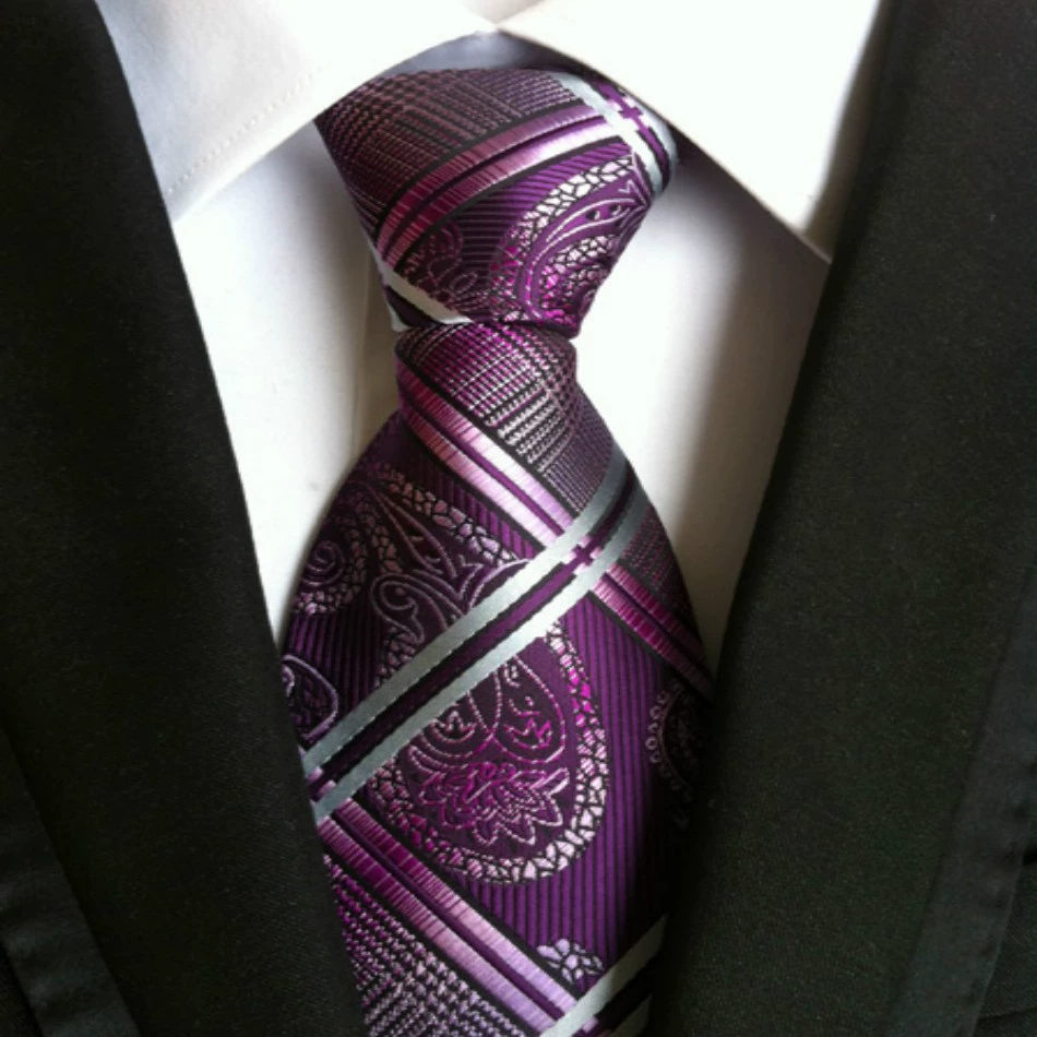 Галстук иностранной торговлиWedding Christmas Silver Striped Мужской галстук галстуки Галстук
