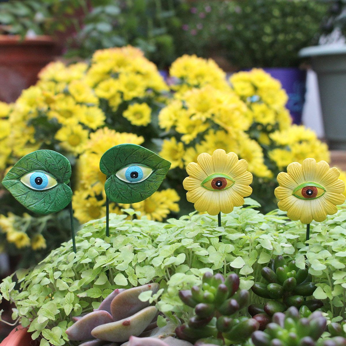  outdoor garden courtyard color simulation eye cover six flower arrangement pastoral resin plug-in decoration ornaments 
