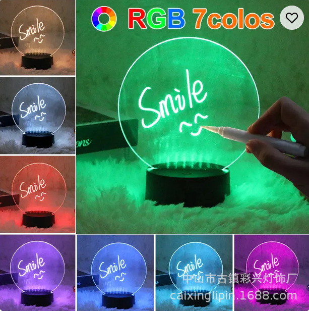 Mensaje de escritura a mano tablero de escritura 16 Color Control Remoto 3D marcado luz de la noche DIY tablero en blanco rotulador de color Acrílico