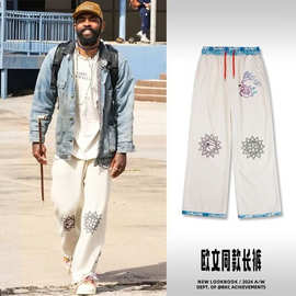 潮牌百搭运动裤男夏季美式复古阔腿裤子青少年垂感休闲裤潮
