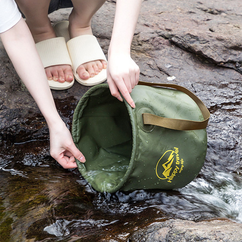 Outdoor camping bucket foldable portable water storage bucket camping travel outdoor cooking water basin foot soaking bag face basin large capacity