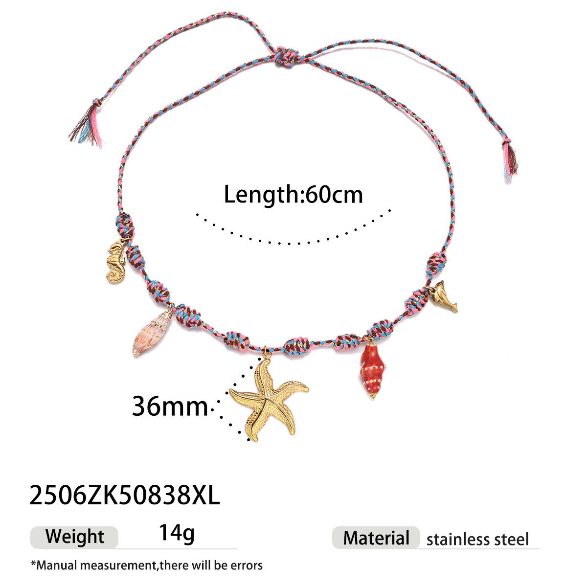 Tena Cross-border hilo de colores tejido collar de perlas reales mujer todo-fósforo animal colgante collar mujer sin decoloración joyería image 9