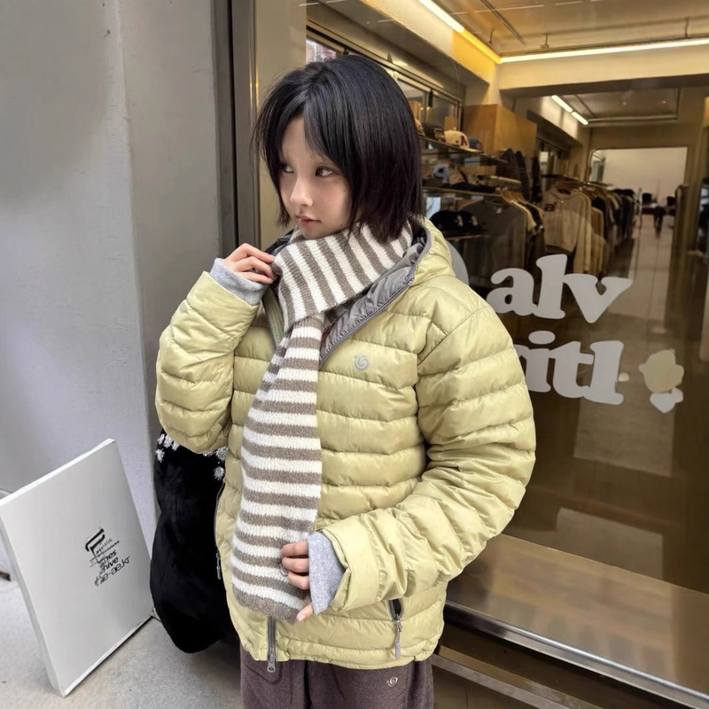 25 Winter Korean Designer Ae*E Printed Logo Quilted Duck down Hooded down Jacket Warm Cotton Jacket for Women