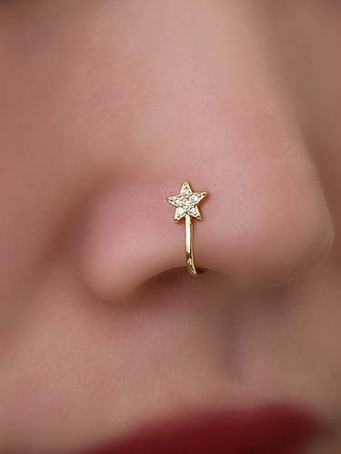 European and American cross-border jewelry accessories copper inlaid diamond snake-shaped nose ring butterfly body piercing nose nail jewelry wholesale nose clip