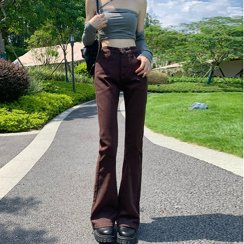 2022 Summer casual loose multi-color wide-leg jeans, Korean-style high-waisted slimming 9-point casual long pants for women pic 4