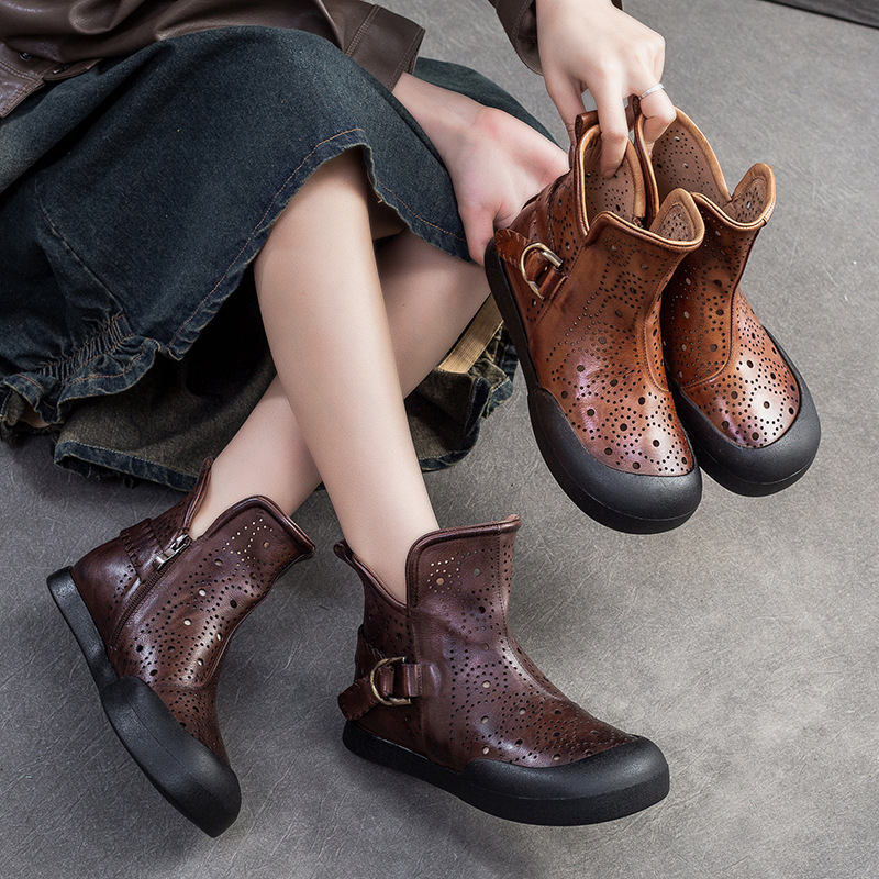 Shanghai Jie shu 2024 spring new retro comfortable hollow hole shoes high-top women's sandals casual breathable women's shoes