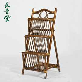 藤编书报架简易藤架子置物架杂志收纳架创意落地报纸报刊架