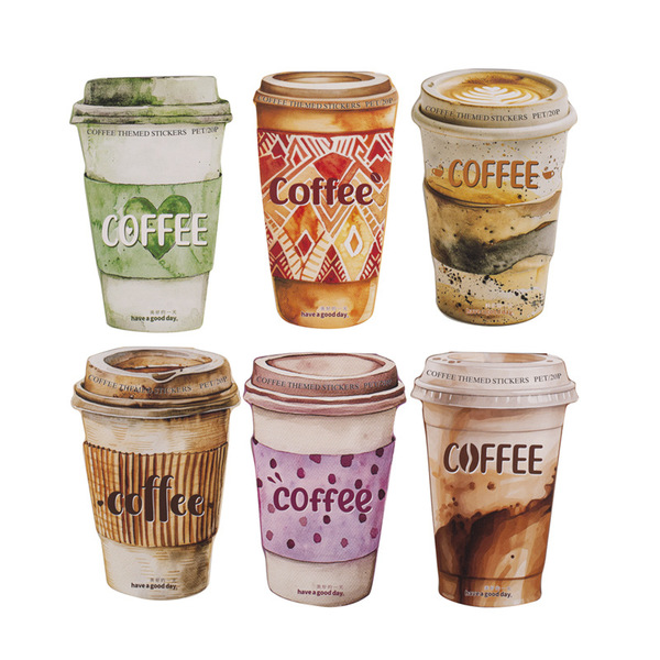 Beautiful day stickers coffee color retro waterproof ink trace…