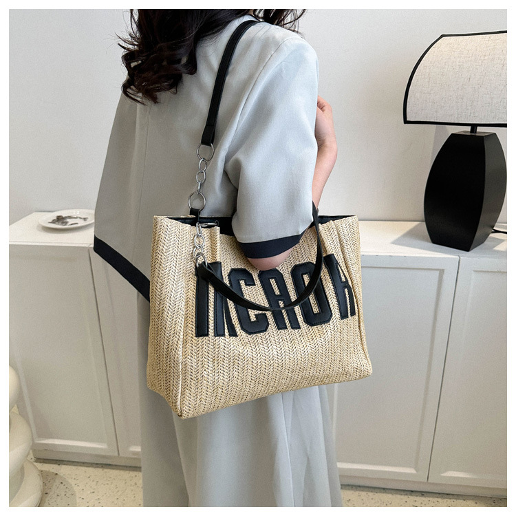 Large capacity fashion tote bag 2025 new style this year's popular woven single-shoulder bag underarm letter handbag wholesale undefined