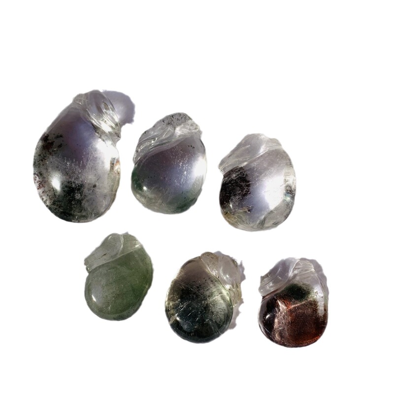 水晶吊坠 天然绿幽灵原石雕刻钱袋水晶挂饰 图 3