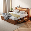 北欧实木床高箱储物双人床橡木小户型卧室1.5米单人床带抽屉家具
