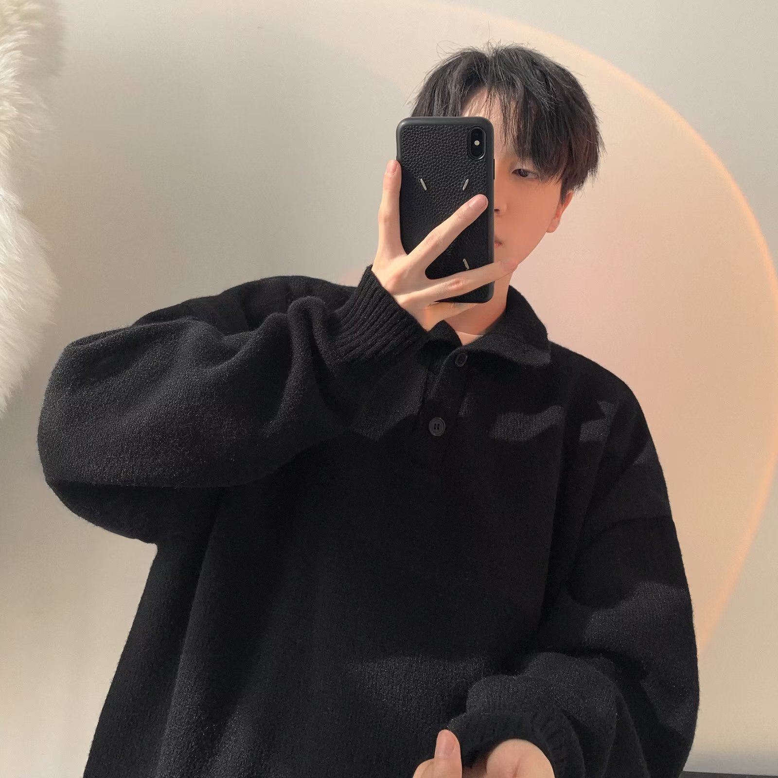 Otoño e invierno suéter grueso para hombres tendencia coreana suéter de punto japonés suelto invierno ins estilo Hong Kong abrigo de suéter perezoso