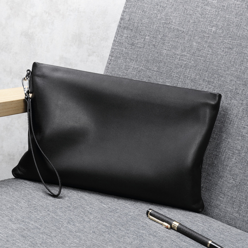Men's Handbag, Genuine Leather Bag, Sheepskin Envelope Bag, Soft Leather Cowhide Large Capacity Business Clutch Bag, Trendy Men's Style Men's Handbag, Genuine Leather Bag, Sheepskin Envelope Bag, Soft Leather Cowhide Large Capacity Business Clutch Bag, Trendy Men's Style