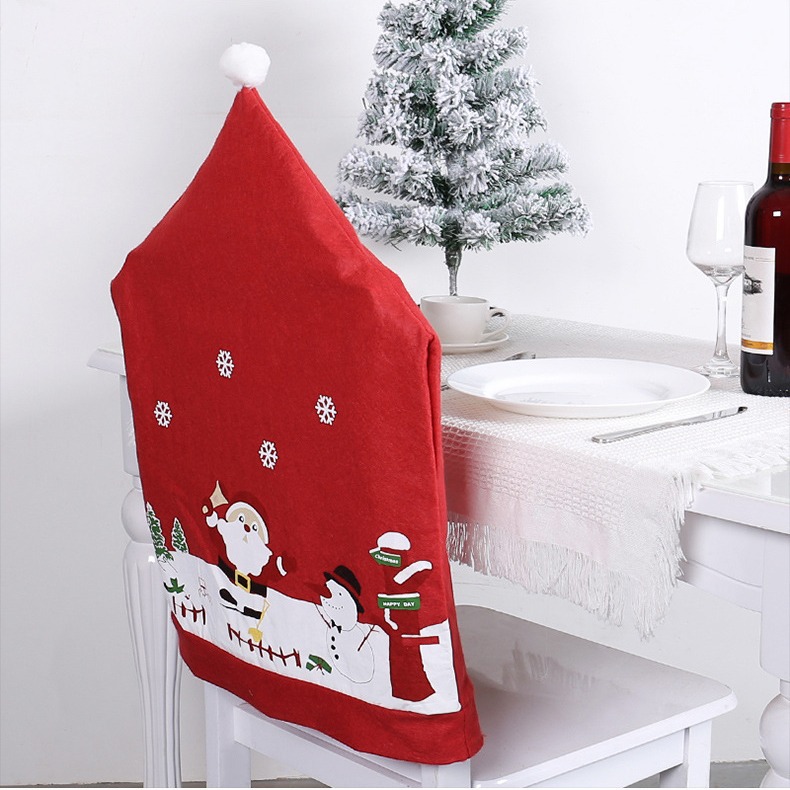 Lindo Santa Claus silla cubierta no tejida impresa mesa y silla decoración hogar cocina suministros de Navidad cubierta de la silla de Navidad