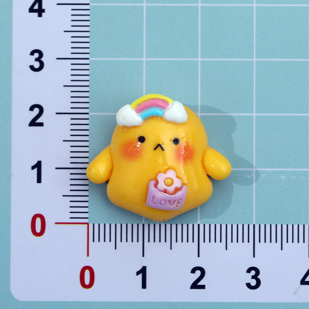 Nueva historieta lindo pollo Arco Iris DIY resina accesorios hechos a mano accesorios para el cabello teléfono móvil Shell llavero zapato hebilla accesorios al por mayor