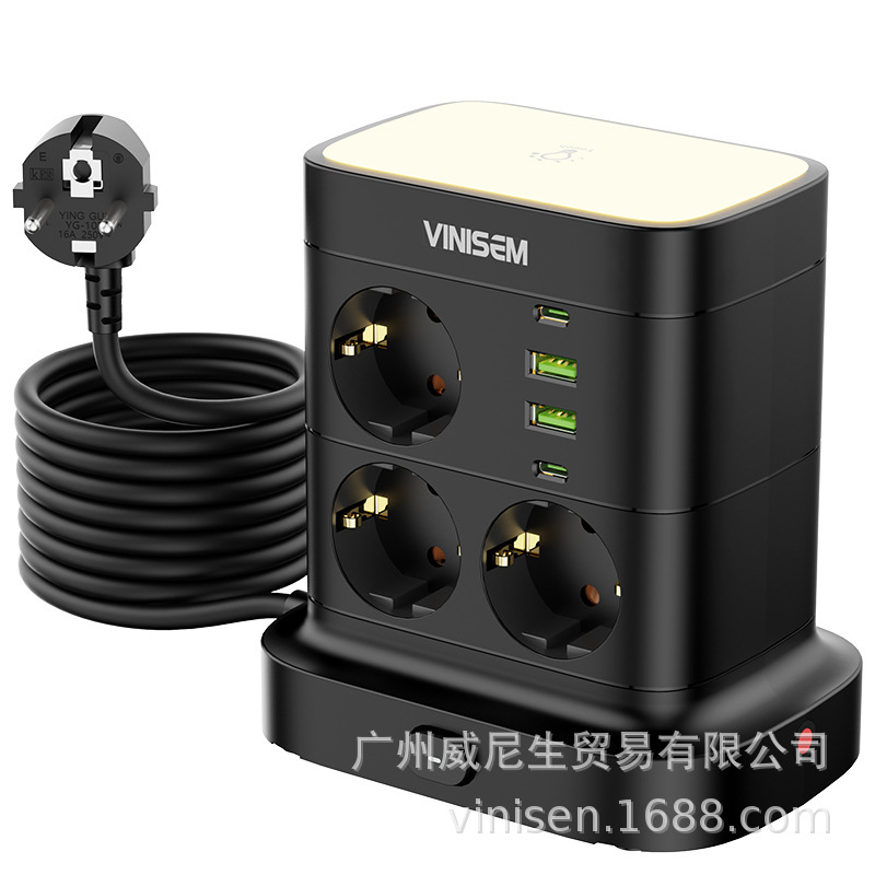 Transfronterizo Euro Standard Type-C Torre de enchufe vertical estándar europeo multifuncional inteligente enchufe de fila de cable