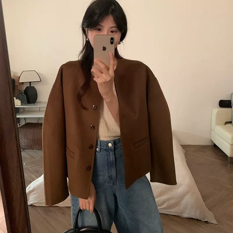 【现货】冬季韩国Ano*u简约日常气质高级感双面羊毛大衣女