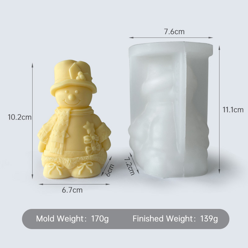 Jiahuimei transfronterizo nuevo muñeco de nieve de Navidad vela molde DIY bufanda Santa Claus aromaterapia vela yeso