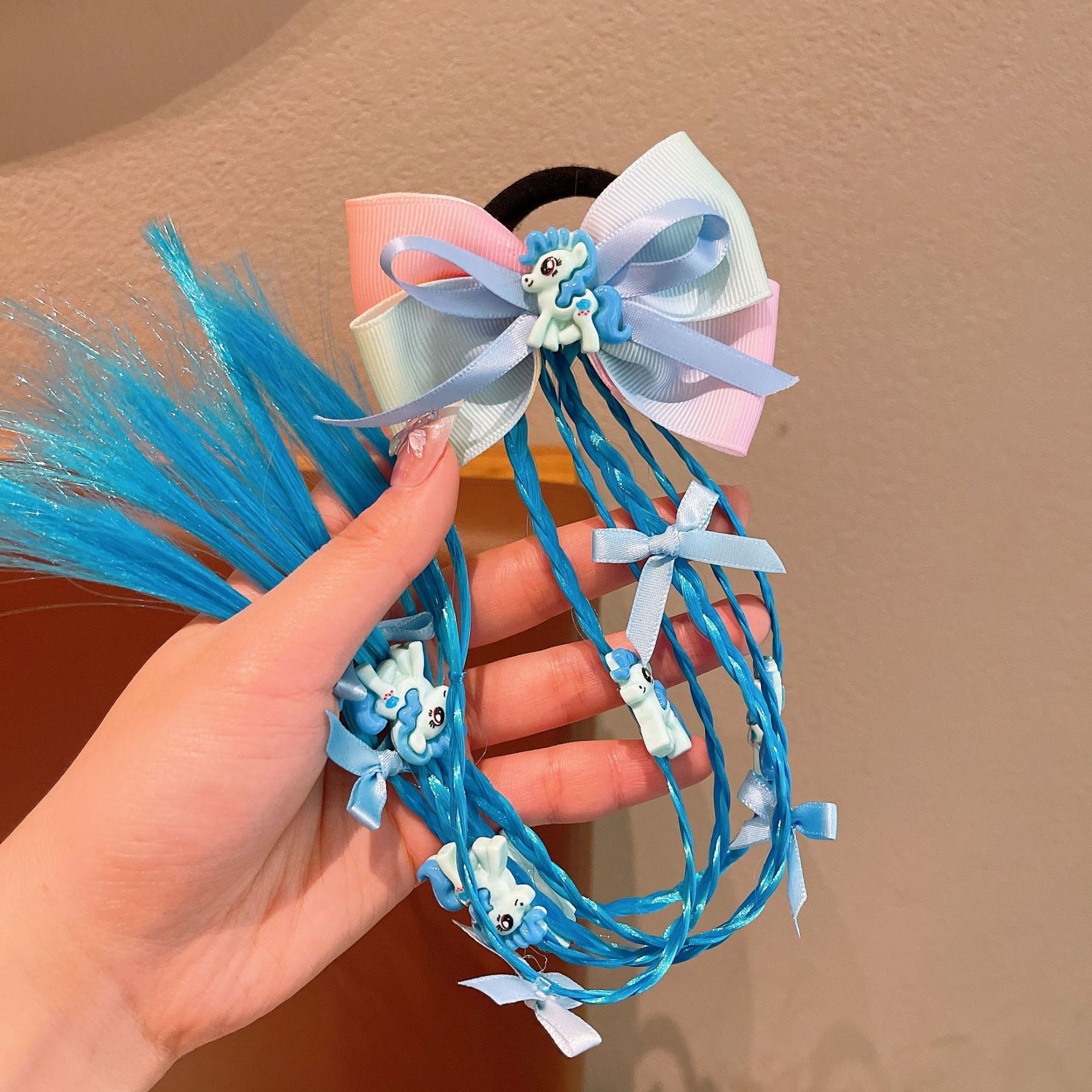 40#, Trenzas de cola de caballo azules - Hebra única